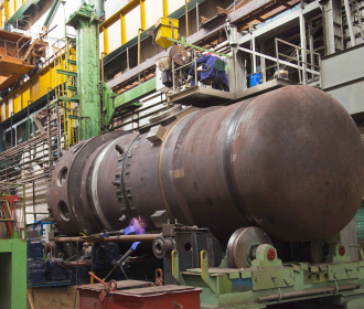 Завершена сварка замыкающего шва корпуса реактора для ледокола «Сибирь»